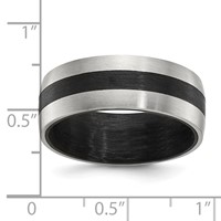 Chisel Stainless Steel Brushed and Polished Black Carbon Fiber Inlay 8mm Band view 4