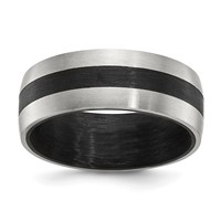Chisel Stainless Steel Brushed and Polished Black Carbon Fiber Inlay 8mm Band view 1