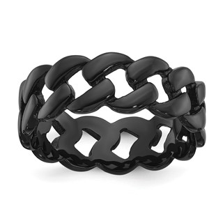 Chisel Stainless Steel Polished Black IP-plated 8mm Curb Link Band