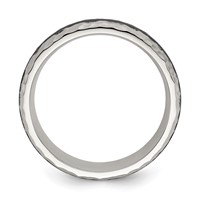 Chisel Stainless Steel Brushed and Hammered Black Carbon Fiber Inlay 7mm Band view 2