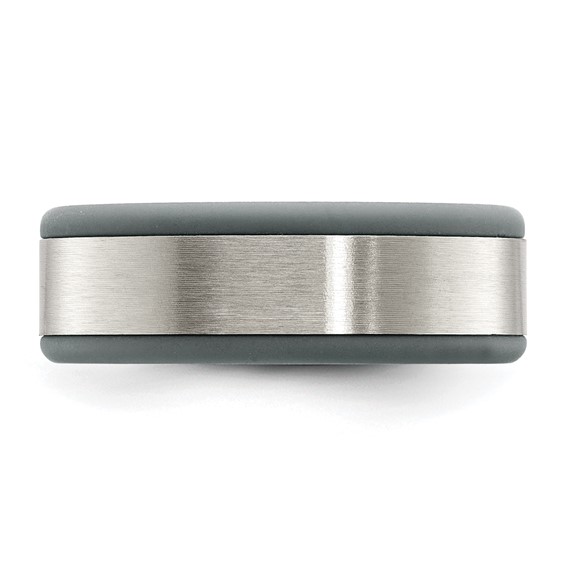 Chisel Stainless Steel Brushed Grey Silicone Center 8mm Band