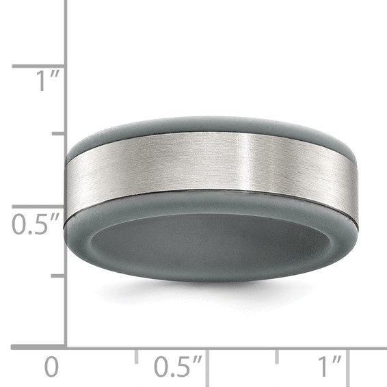 Chisel Stainless Steel Brushed Grey Silicone Center 8mm Band