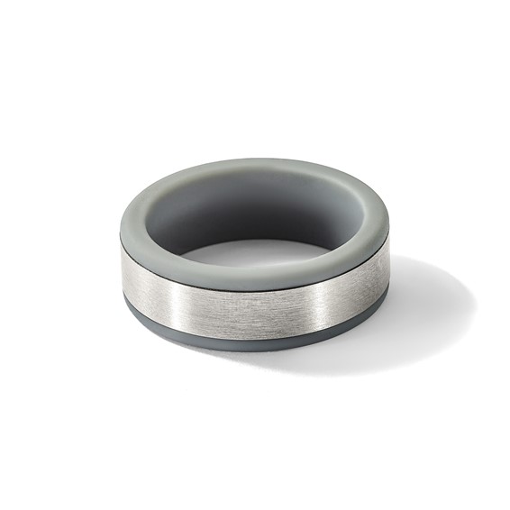 Chisel Stainless Steel Brushed Grey Silicone Center 8mm Band