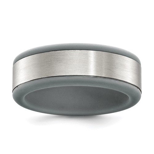 Chisel Stainless Steel Brushed Grey Silicone Center 8mm Band