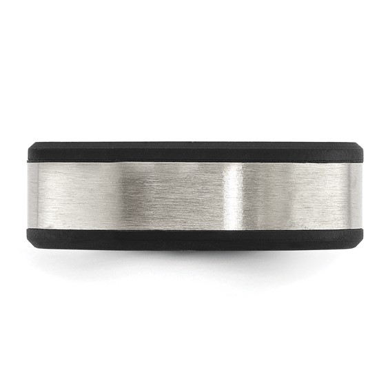 Chisel Stainless Steel Brushed Black Silicone Center 8mm Band