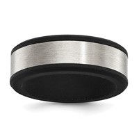 Chisel Stainless Steel Brushed Black Silicone Center 8mm Band view 1