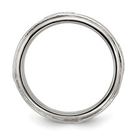 Chisel Stainless Steel Polished Cross 7.7mm Grooved and Beaded Band view 2