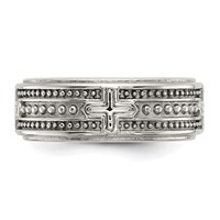 Chisel Stainless Steel Polished Cross 7.7mm Grooved and Beaded Band view 3