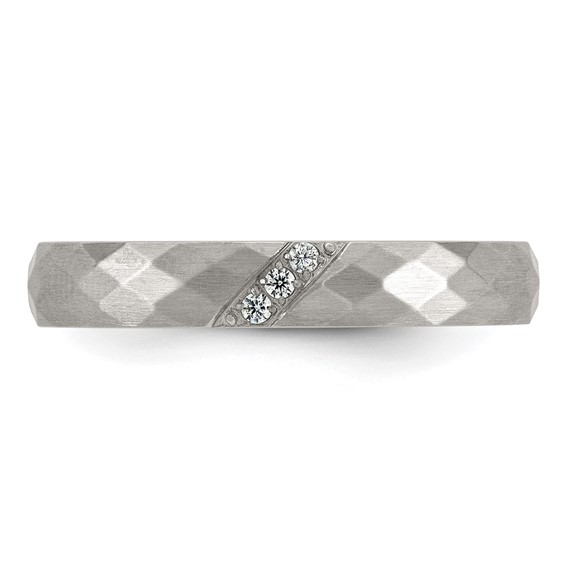 Stainless Steel Polished and Brushed Yellow IP-plated CZ Faceted Ring