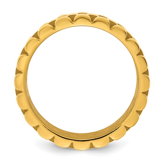Stainless Steel Polished Yellow IP-plated Textured 11mm Ring