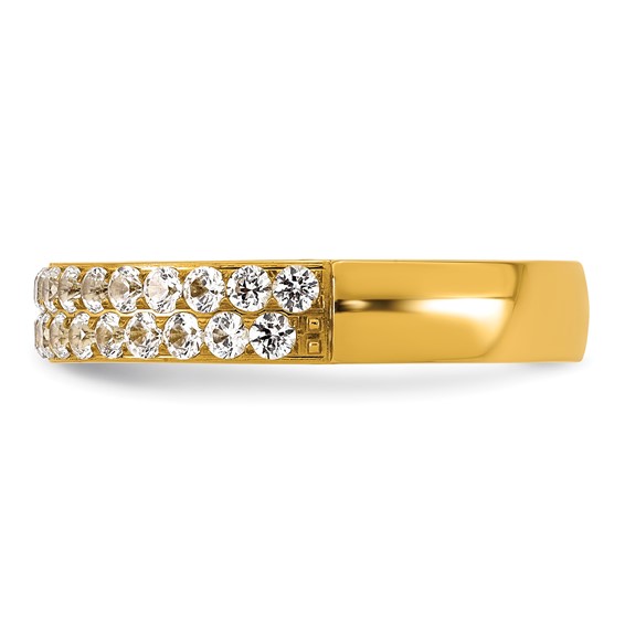 Stainless Steel Polished Yellow IP-plated 4mm CZ Ring