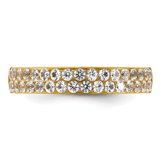 Stainless Steel Polished Yellow IP-plated 4mm CZ Ring