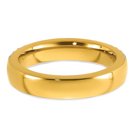Stainless Steel Polished Yellow IP-plated 4mm CZ Ring