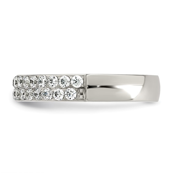Stainless Steel Polished CZ 4mm Ring