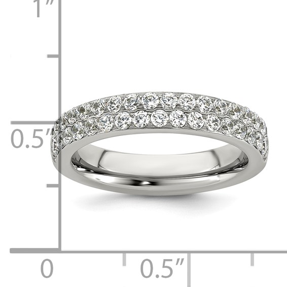 Stainless Steel Polished CZ 4mm Ring