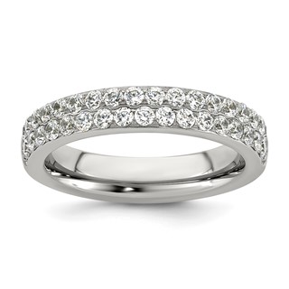 Stainless Steel Polished CZ 4mm Ring