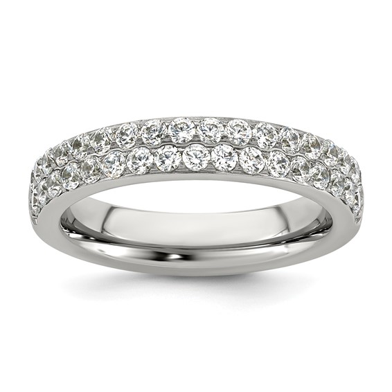 Stainless Steel Polished CZ 4mm Ring