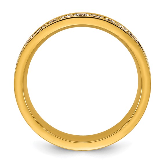 Stainless Steel Polished Yellow IP-plated CZ 4.5mm Ring