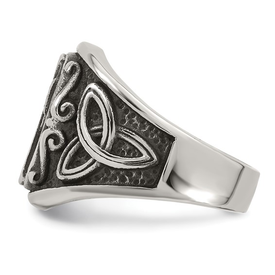 Stainless Steel Polished and Antiqued Celtic Cross Ring