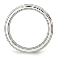 Chisel Stainless Steel Polished with Satin Center 6mm Grooved Edge Band view 2