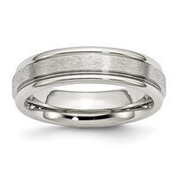 Chisel Stainless Steel Polished with Satin Center 6mm Grooved Edge Band view 1