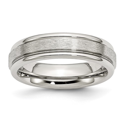 Chisel Stainless Steel Polished Band with Satin Center 6mm Grooved Edge