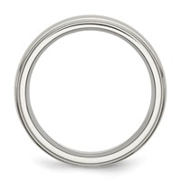 Chisel Stainless Steel Polished Band with Brushed Center 7mm Ridged Edge view 2