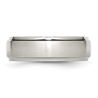 Chisel Stainless Steel Polished Band with Brushed Center 7mm Ridged Edge view 3