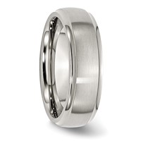 Chisel Stainless Steel Polished Band with Brushed Center 7mm Ridged Edge view 4