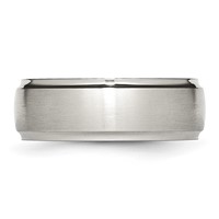 Chisel Stainless Steel Polished Band with Brushed Center 8mm Ridged Edge view 3