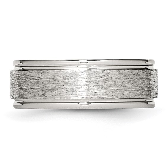 Chisel Stainless Steel Brushed and Polished 8mm Grooved Edge Band