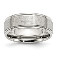Chisel Stainless Steel Brushed and Polished 8mm Grooved Edge Band view 1