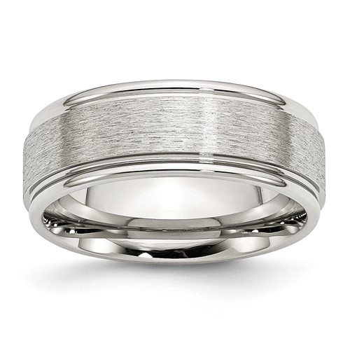Chisel Stainless Steel Brushed and Polished 8mm Grooved Edge Band
