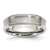 Stainless Steel Concave Beveled Edge 6mm Brushed Polished Band view 1