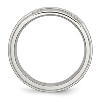 Chisel Stainless Steel Polished Band with Brushed Center 8mm Ridged Edge view 2