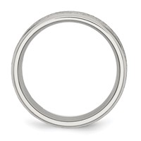 Chisel Stainless Steel Polished Band with Grain Finish Center 8mm Ridged Edge view 2