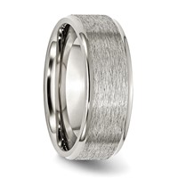 Chisel Stainless Steel Polished Band with Grain Finish Center 8mm Ridged Edge view 4