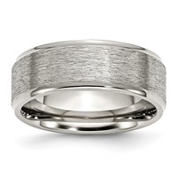 Chisel Stainless Steel Polished Band with Grain Finish Center 8mm Ridged Edge view 1