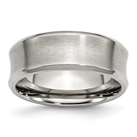 Stainless Steel Brushed Concave 8mm Beveled Edge Band view 1