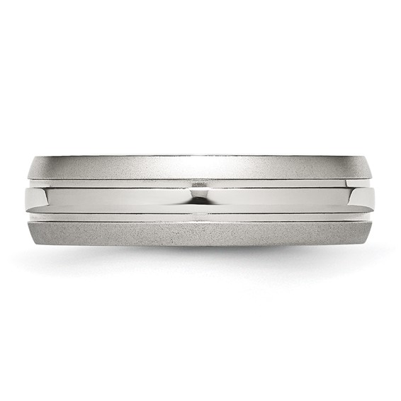 Chisel Stainless Steel Polished with Brushed Edge 6mm Grooved Band