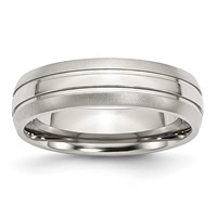 Chisel Stainless Steel Polished Band with Brushed Edge 6mm Grooved view 1