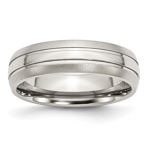 Chisel Stainless Steel Polished Band with Brushed Edge 6mm Grooved