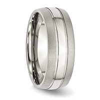 Chisel Stainless Steel Polished Band with Brushed Edge 8mm Grooved view 4