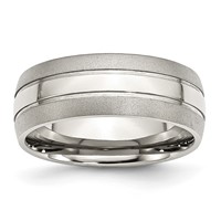 Chisel Stainless Steel Polished Band with Brushed Edge 8mm Grooved view 1