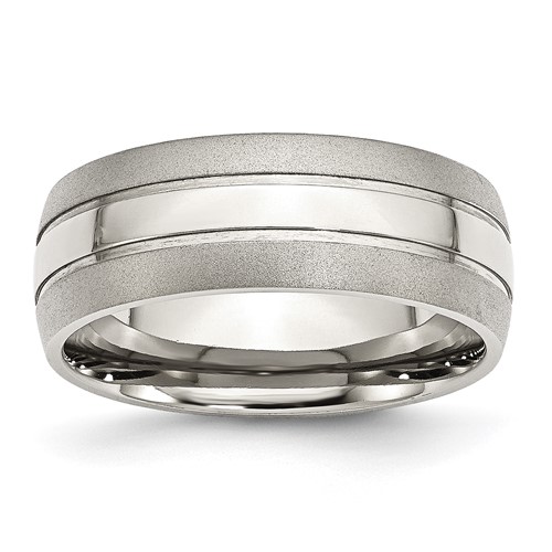Chisel Stainless Steel Polished Band with Brushed Edge 8mm Grooved