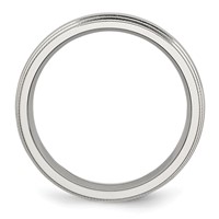 Chisel Stainless Steel Polished 6mm Grooved and Beaded Band view 2