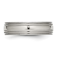 Chisel Stainless Steel Polished 6mm Grooved and Beaded Band view 3