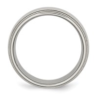 Chisel Stainless Steel Polished 8mm Grooved and Beaded Band view 2