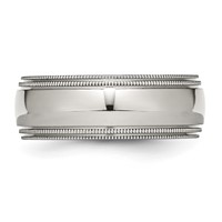 Chisel Stainless Steel Polished 8mm Grooved and Beaded Band view 3