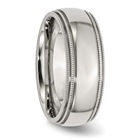 Chisel Stainless Steel Polished 8mm Grooved and Beaded Band view 4